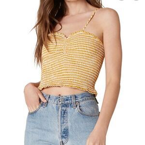 BBDAKOTA Sunshine Smocked Crop Top In Sunny Yellow